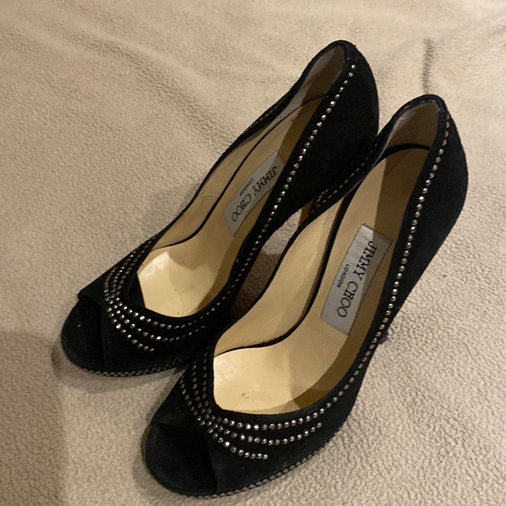 Jimmy choo suede studded heels gorgeous